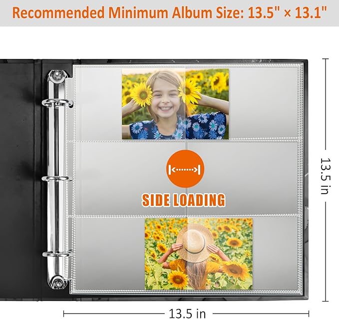 tutata 4x6 Photo Album Sleeves, 6-Pocket Scrapbook Page Protectors, Fits 12x12 3 Ring Album Binder, 25 Pack