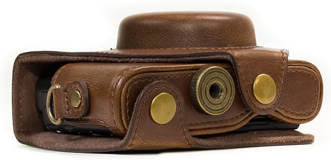 MegaGear Ever Ready Protective Leather Camera Case, Bag for Sony Cyber-Shot DSC-WX500 Digital Camera (Dark Brown) (MG600)