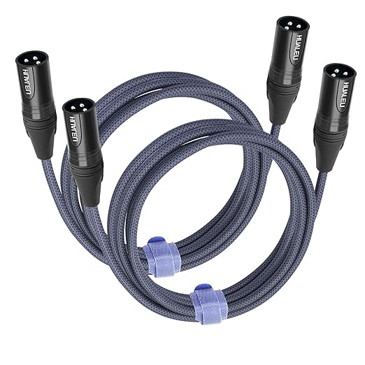 10FT 3Pin XLR Male to Male Audio Cable,Hi-End (OFC) Silver Plated Connector Studio Mixer Amplifier Adapter Cable-2 Pack