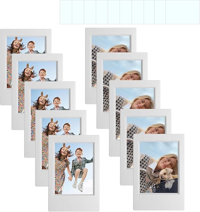 WOGOZAN 2x3 Mini Picture Frame for Fujifilm Instax Mini 12/11/99/41/40/SE/EVO Classic Polaroid Frames 2.15x3.4 Inches Photo Wallet Sized Picture Frame with Protective Film (Grey) (10 Pack)