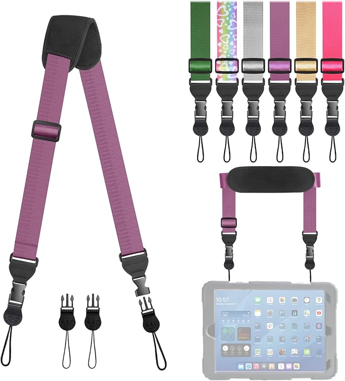 Universal Shoulder Strap, Removable Neoprene Padded Camera Strap, Adjustable Neck Lanyard for iPad, Binocular, Tablet Case, Camera, Luggage Bag (Dark Purple Universal Shoulder Strap)