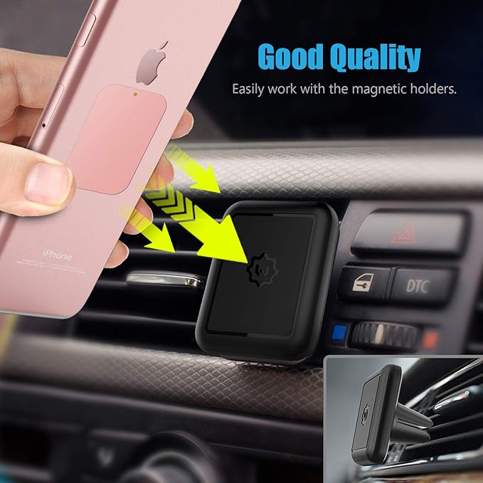 WixGear Mount Metal Plate with Adhesive for Magnetic Cradle-Less Mount - X4 Pack 2 Rectangle and 2 Round (Compatible with Magnetic mounts) (Rose Gold)