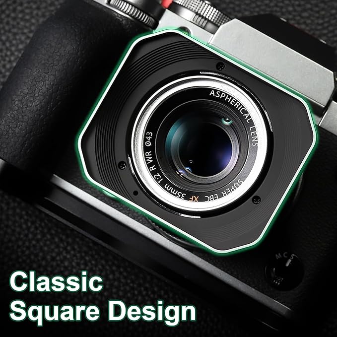Haoge Bayonet Lens Hood Metal Squaret for Fujifilm XF 23mm F2 R WR,XF 35mm F2 R WR, XC 35mm F2 Lenses, XF35mm f2, XF23mm f2, XC35mm Hood Shade, Replaces Fuji LH-XF35-2 Lens Hood Silver