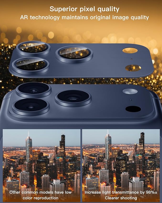 Camera Lens Protector for iPhone 17 Pro Max,Metal Frame Tempered Glass - Anti-Break,Strong Adsorption,Case-Friendly - Deep Blue