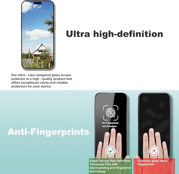 SHANG PIN JIA 2 Pack Screen Protector Tempered Glass for iPhone 16 Plus and iPhone15 Plus and iPhone 14 Pro Max 6.7-Inch Auto Dust Removal, No Bubbles, High Definition Clear, Easy Installation