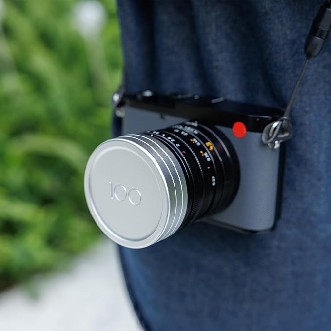 JJC Lens Cap for Leica Q3 Q3 43 Q2 Q Q-P, with '100' Imprint for Leica's 100 Anniversary, QP Digital Camera Lens Protective Cover with Soft Fabric Interior, Dustproof & Scratch-Resistant