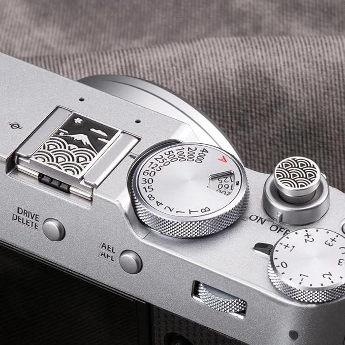 Camera Metal Hot Shoe Cover Shutter Buttons Sea of Clouds for FUJIFILM X100VI X100V XPro1 X-T4 X-T3 X-T50 X-T30 for Nikon (Hot Shoe Shutter Kit - Aluminum)