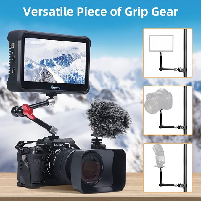11 Inch Adjustable Articulating Friction Magic Arm & Super Clamp Set Compatible with Field Monitor, Video Light, Fill Light
