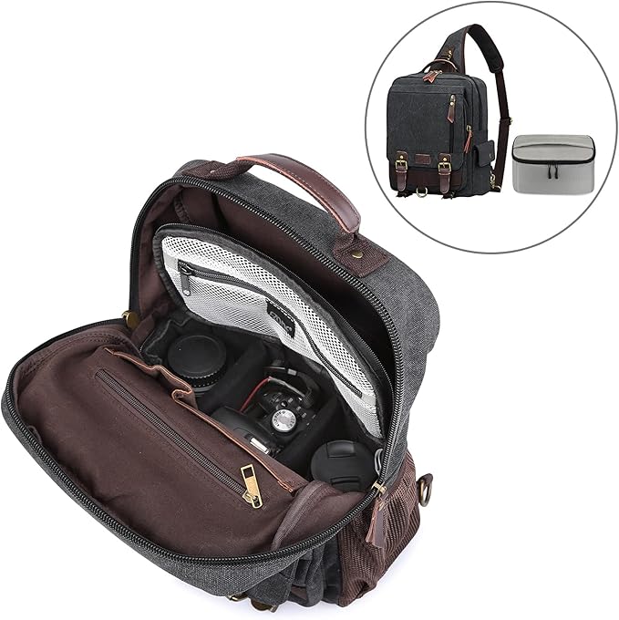 S-ZONE Padded Folding Camera Bag for DSLR SLR Camera TLR Sony Canon Nikon or Flash