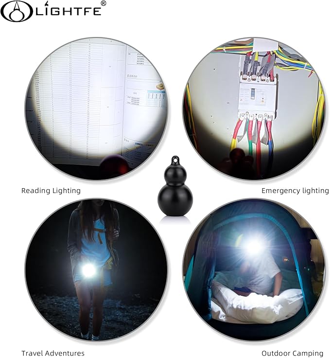 LIGHTFE Mini Flashlight Keychain Jewelry Mini Light Handheld Emergency Light (Mini02 Black)