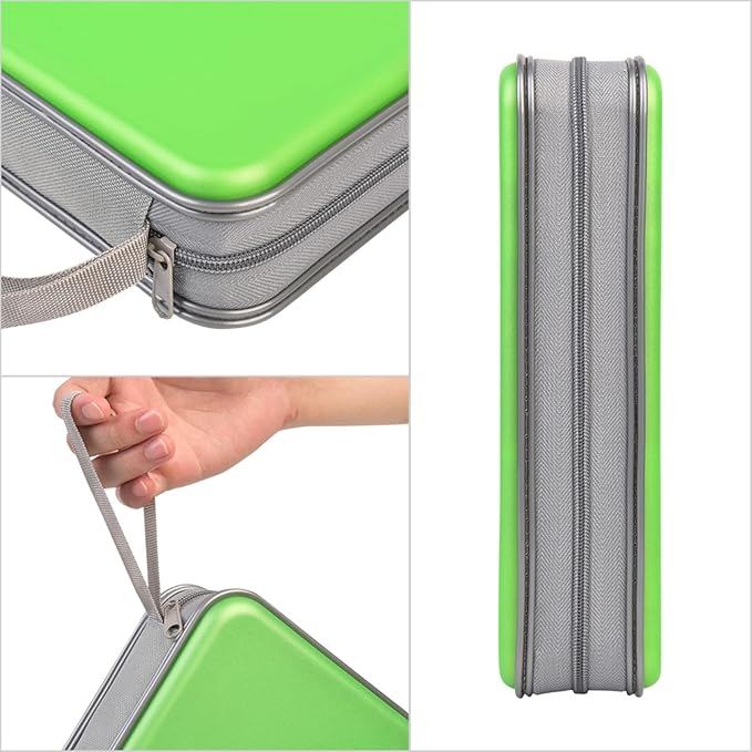 alavisxf xx CD Case, 96 Capacity Hard Plastic CD Holder Protective DVD Disc Storage Case Holder Portable Zipper CD DVD Organizer Storage Wallet for Car Home Travel (96 Capacity, Green)