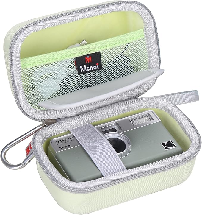 Mchoi Hard Travel Case Suitable for KODAK EKTAR H35 H35N Half Frame Film Camera, Digital Camera Organizer Holders for Kodak Ultra F9 M35 M38 Paper Shoot Camera, 35mm Film Rolls, Case Only, Green