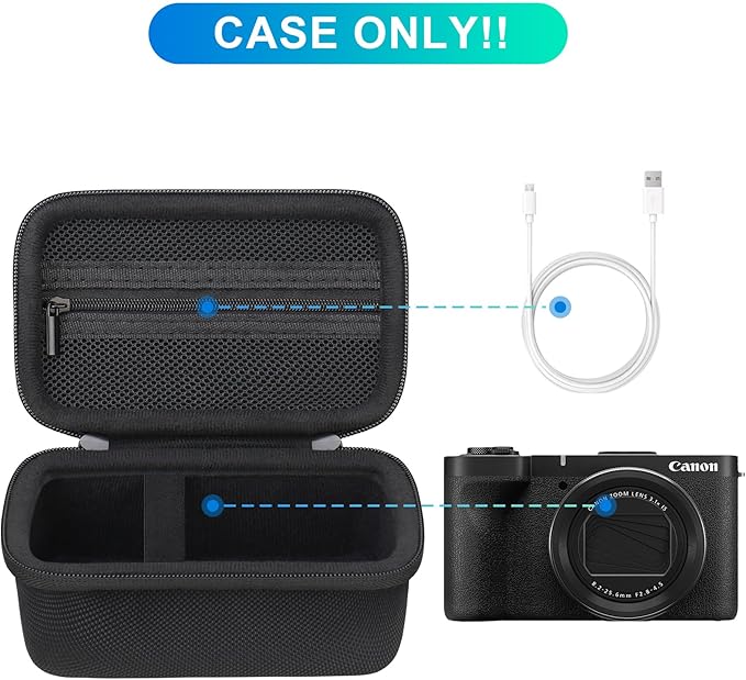 BOVKE Travel Case for Canon PowerShot V1 Hybrid Digital Camera, Canon V1 Video Vlogging Protective Storage Holder Bag with Extra Space for Cables, Battery, SD Cards, Black