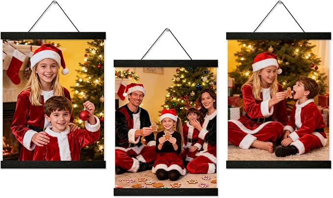 YK artwood 3 Pack Magnetic Poster Hanger Frame 12 inch Black,12x16 12x18 12x20 12x24 Wood Magnet Frames Hangers for Photos, Pictures, Prints, Maps, Canvas Artwork,Diamond Art Painting,Canvas Hanger