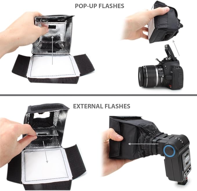 ENHANCE Camera Light Diffuser Softbox for Pop Up and External Speedlites with Foldable, Universal Design, Compatible with Neewer, Altura, Youngnuo, Canon, Nikon, and More Speedlite Flashes