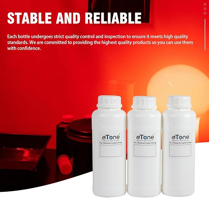 eTone 3X 500ml Darkroom Chemical Storage Bottles with Caps Film Photo Developing Processing Equipment(white)