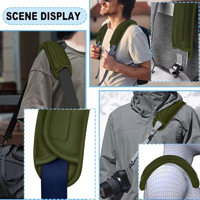 ZINZ 2-Pack Universal Shoulder Pad with Ultra thick Cushion for Bag Luggage Bag Crossbody, Plus Long & Anti-Slip & Breathable,Green