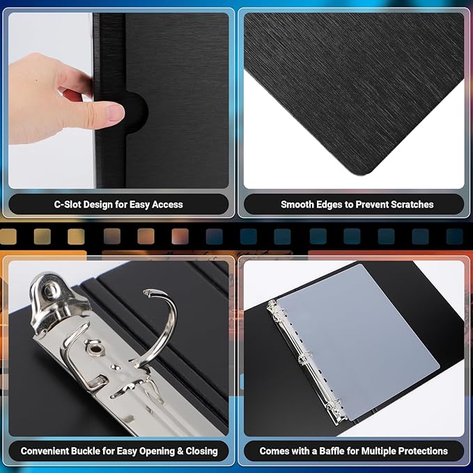 ENPOINT Acid Free Film Negative Binder, 3 Ring Binder with 30 Pack 35mm Negative Sleeves and 30 Pack 120 Film Sleeves