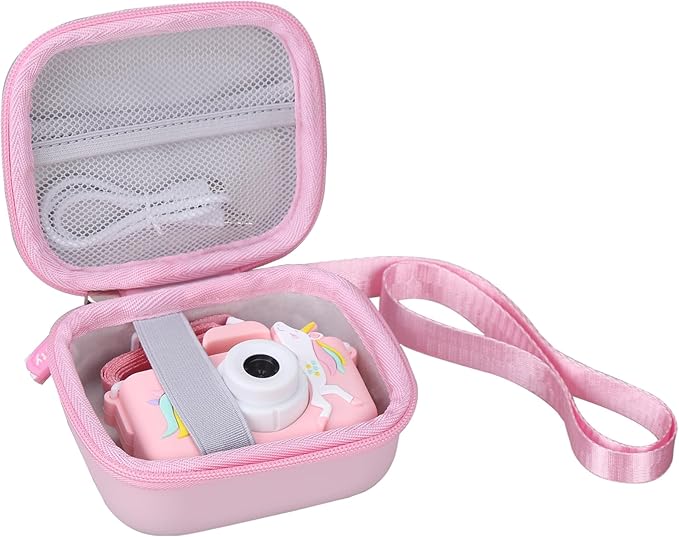 Kids Camera Case Compatible with Goopow/Seckton/Masterbee/CIMELR/Desuccus/OUTUVAS/Dylanto/GKTZ Digital Video Camera Toys Camcorder Storage Holder Carrying-Pink Unicorn(Case Only) (Pink unicorn)