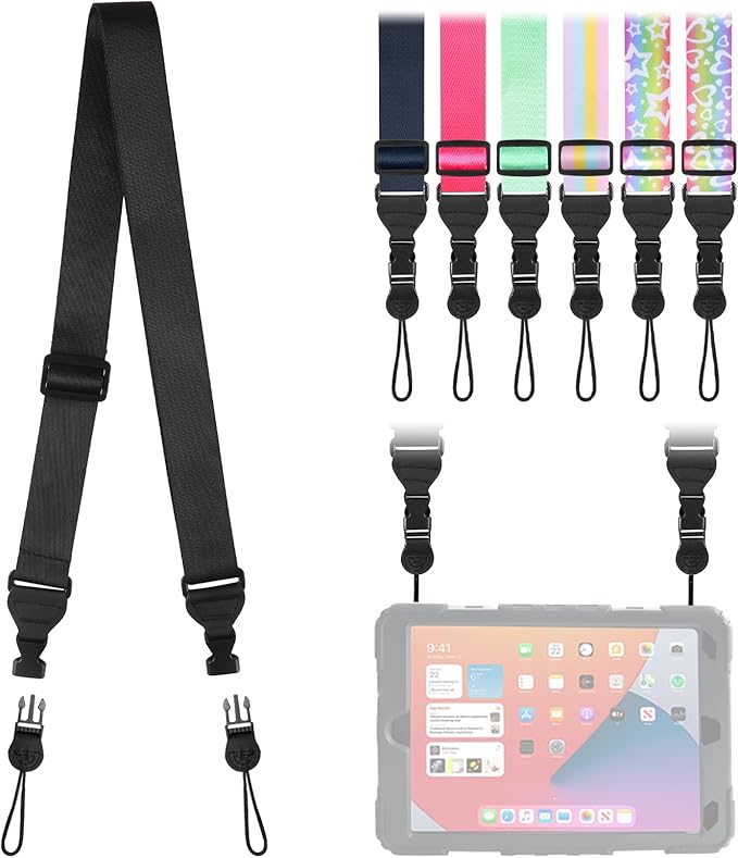 Universal Shoulder Strap, Replacement Nylon Neck Lanyard, Comfortable Adjustable Shoulder Strap for iPad, Camera, Crossbody Bag, Binocular, Tablet (Black)