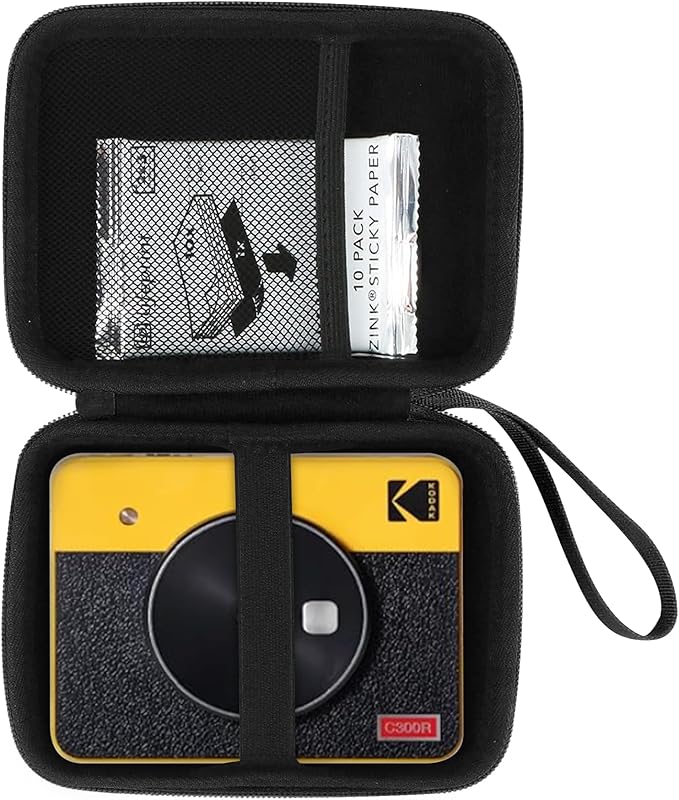 Aenllosi Hard Carrying Case for Kodak Mini Shot 3 Retro/Square Printer, Film Cartridge Holder (Case Only, Black & Yellow)