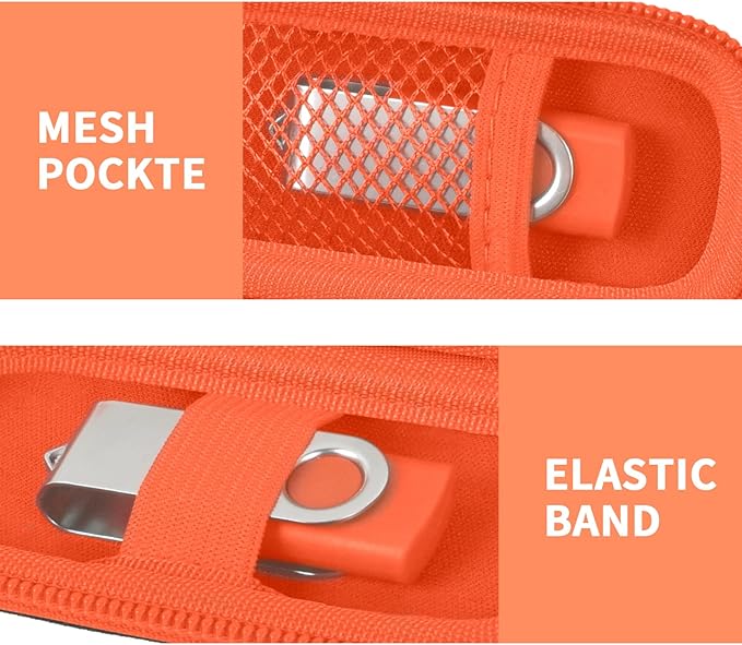 USB Flash Drive Case, SD Card Holder Compatible with Thumb Drive, Memory Cards, SDXC SDHC Storage Bag, Electronic Accessories Organizer for SanDisk for Samsung for Inland (Orange)