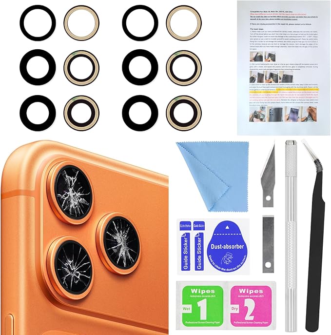 2PCS ASDAWN Back Rear Camera Lens Glass Replacement for iPhone 17 Pro Max and 17 Pro Camera Glass Lens Replacement with Pre-Installed Adhesive + Repair Tool Kit + Installation Manual