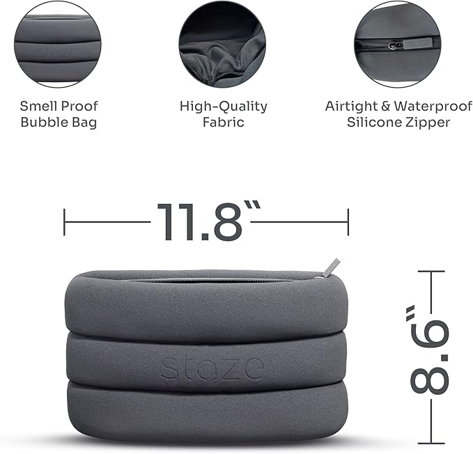 Staze Bag - Waterproof, Neoprene Pouch, Zipper Closure Stylish Pouch for Travel & Storage (Slate, 10.5” x 7”)