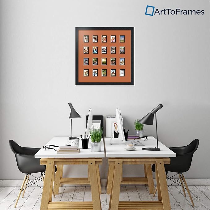 Art to Frames Double-Multimat-398-693/89-FRBW26079 Collage Photo Frame Double Mat with 20-2x3 Openings and Satin Black Frame