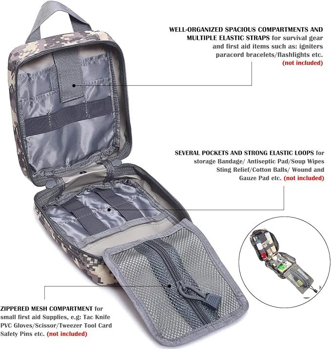 first aid kit bag empty Molle ifak pouch emt tactical medical pouch med rip away belt pouch small rescue tool pouches (ACU)