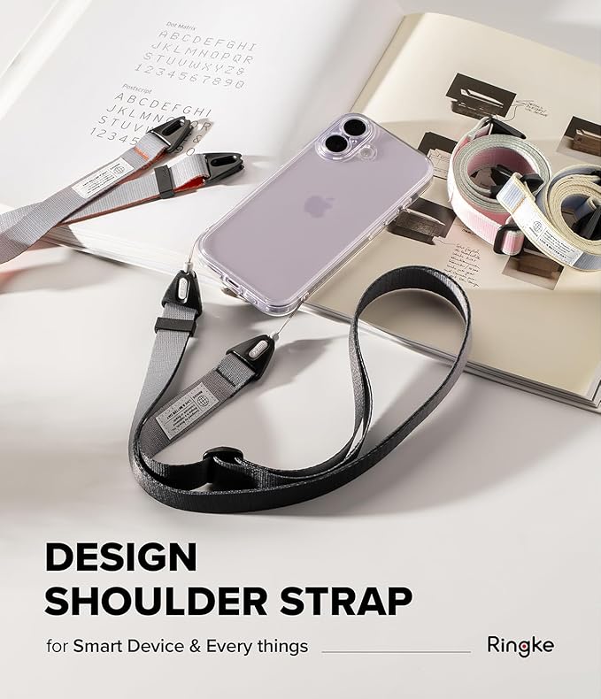 Ringke Shoulder Crossbody Strap [Adjustable Neck Lanyard Strap with Sturdy String] [One-Touch Buckle] for Phone Case, Camera, Keys, USB Flash Drive, and ID Badge - Ash Orange