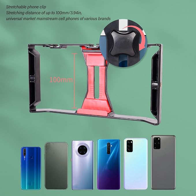 Video Stabilizer, Universal Phone Rig Professional Rabbit Cage Anti Shake Handheld Filmmaking Holder with Adjustable Bracket for Live Portrait Recording