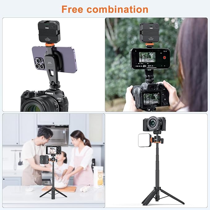 VRIG 21.6" Magnetic Cell Phone Tripod, Compatible with MagSafe, TP-06 Extendable Phone Tripod + MG-03 Magnetic Tripod Mount Stand with Wireless Remote, for iPhone 16 15 14 13 12 & All Phones