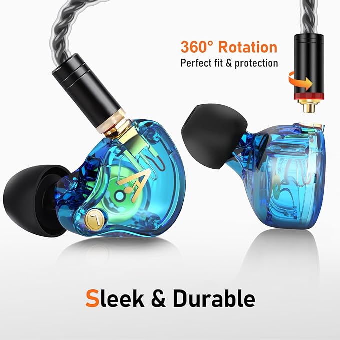 Vibes 202ML Wired Earbuds - HiFi in Ear Headphones for iPhone 5–14, Noise Isolating Ear Buds w/ Mic - Clear Sound, Deep Bass, Comfort-Fit Earphones - MMCX–LTN, Silver Plated Cord, Carrying Case