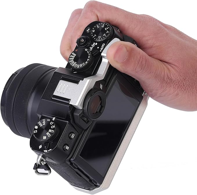 Metal Thumbs Up Grip Compatible with Fuji Fujifilm X-T30III/X-T20III/X-T10III/X-T30II/X-T20II/ X-T10II/XT30/XT20/XT10/X-T50 Mirrorless Cameras Thumb Rest Support with Hot Shoe Cover (Silver)