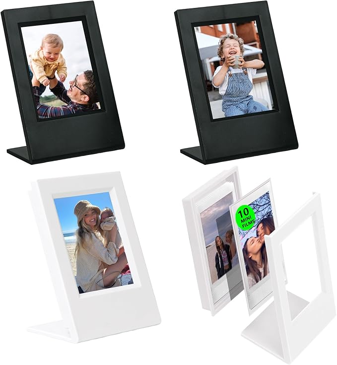 CAIYOULE Mini Picture Frame, 2.15x3.4 for Fujifilm Instax Mini 3-inch Films, PC Polaroid Frame Storage 10 Photos Desk Display - 4 Pack