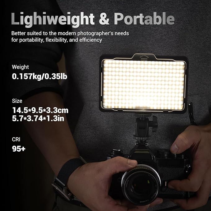Tolifo PT-F260B on Camera Video Light, 26W Bi-Color Photography Lighting for DSLR Camera Camcorder with Battery and Charger, LED Panel Dimmable with 5 Color Filter Hot Shoe