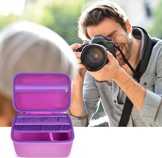 Digital Camera Case Compatible with Canon EOS Rebel T7/ 4000D/ T100 DSLR Cameras, Also for Sony Alpha a6400/ a6100/ a6700/ A6600/ a6300 Mirrorless, Holder for SD Card and More (Purple)