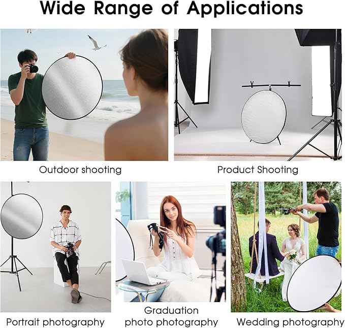 Kalofaye 5-in-1 Light Reflector 32 Inch/80 cm Photography Diffuser Collapsible Portable with Bag，Gold Silver White Black Translucent for Studio and Outdoor Lighting (32'' (80cm))