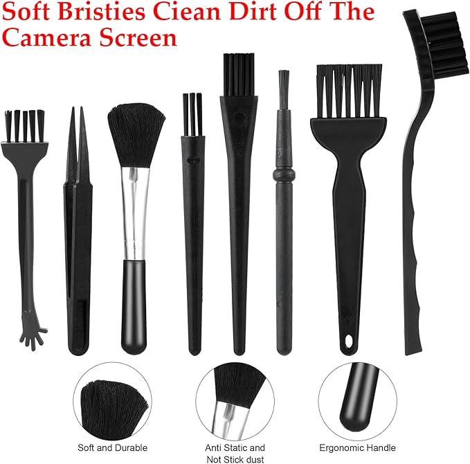 8 Pcs Mini Keyboard Cleaning Brushes Kit, Anti Static Electronic Dust Cleaning Brushes with PP Handle and Nylon Bristles, Keyboard Cleanings Brush for Computer Keyboards and Small Spaces