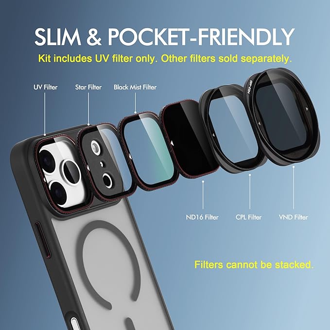 Magnetic UV Filter for iPhone 17 Pro with case | Compatible w MagSafe | Quick-Release System for CPL/ND/VND/(Sold Separately) | Phone Video Lens Accessory Camera Lens Protector for Vlog Live