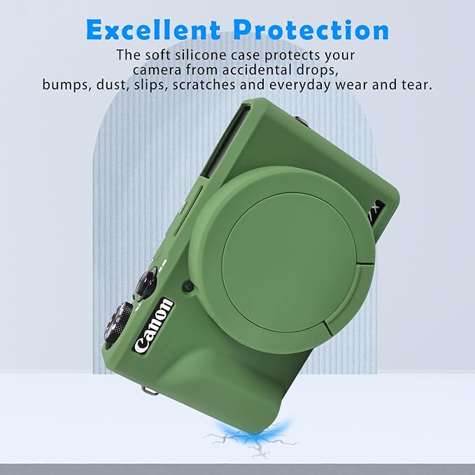 Easy Hood Camera Case for Canon Powershot G7 X Mark III Digital Camera,Silicone Soft Camera Case with Button Marker Removable Lens Cover Protective Body Skin for Canon G7X III DSLR Camera Green