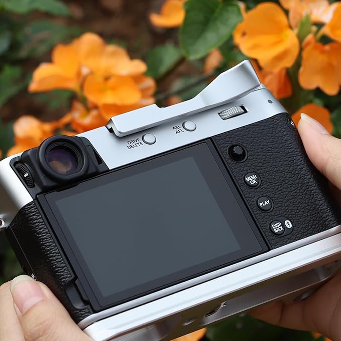 Haoge THB-XVS Metal Thumb Grip Up Rest Hand Grip for Fujifilm X100VI Fujinon X100V Camera Accessories Silver Hot Shoe Thumb Up