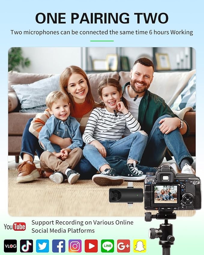Tearstone Wireless Lavailer Microphone for iPhone, Android, Camera, Professional Wireless Mini Microphone, 4 in 1 Condenser Lapel Mic for Interview Video Podcast Vlog YouTube ASMR TikTok (2 Pcs)