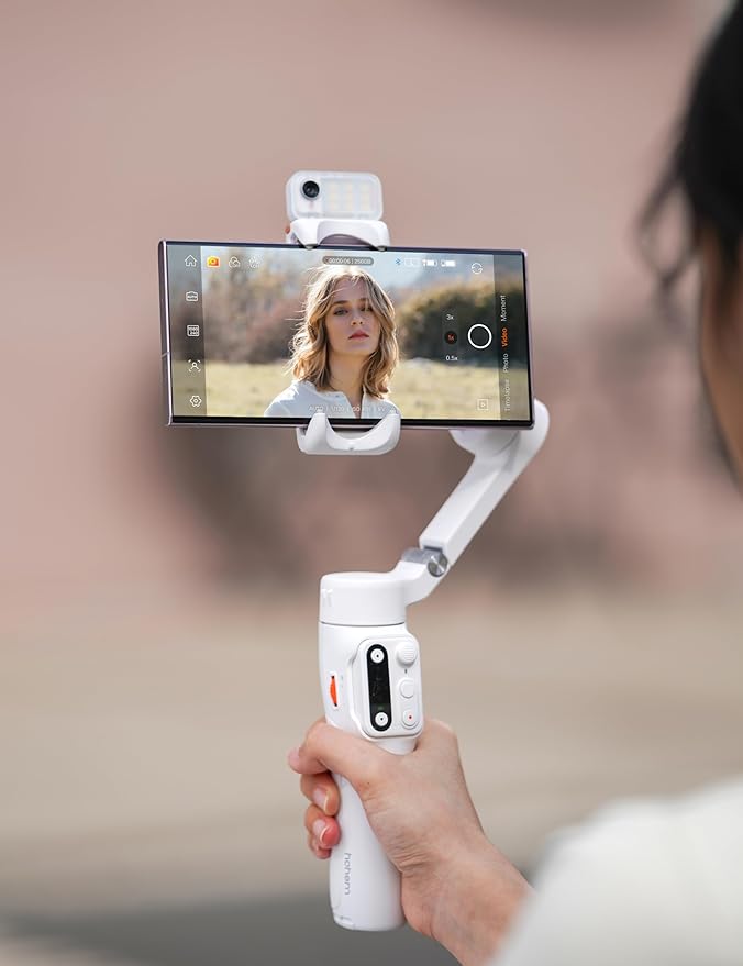 Hohem AI Tracking Sensor with 3-Color Magnetic Fill Light, AI Tracker Compatible with iSteady V3, Cool/Warm/Neutral Light Mode, Smartphone Gimbal Stabilizer Accessories, MTK-L03, White