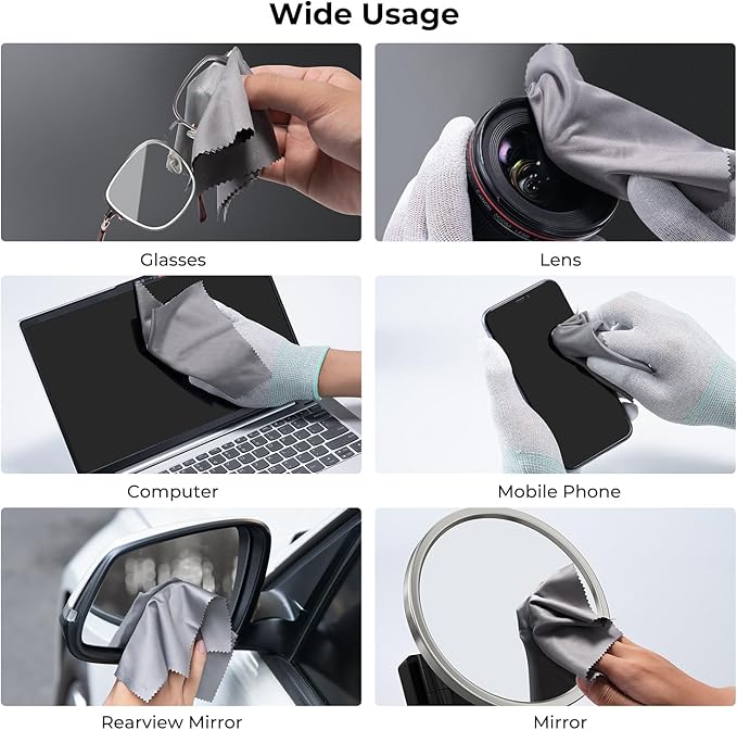 K&F CONCEPT 3 Pack Microfiber Cleaning Cloth（15x18cm）, Washable Lens Cleaning Cloth for Cleaning Camera Lenses, Glasses, Screens, Cameras, Eyeglasses, LCD TV Screens, Tablets