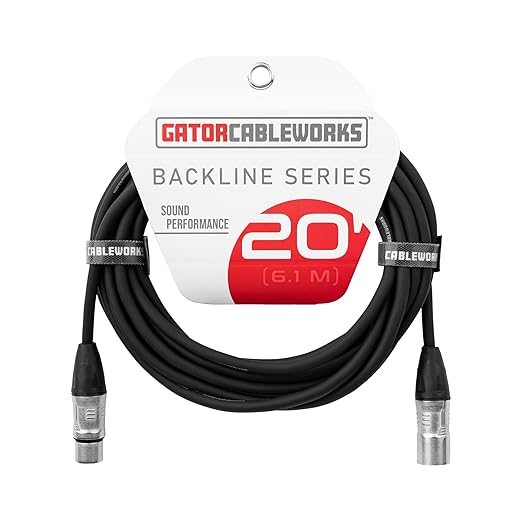 By Gator Cases Backline Series Standard 20 Foot XLR Microphone Cable, (GCWB-XLR-20)