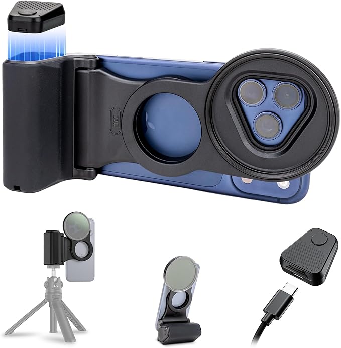 67mm Magnetic Phone Lens Filter Mount with Phone Camera Shutter Grip Kit for iPhone 17 Pro Max Accessories,UV ND CPL Filter Adapter Set for iPhone 16 15 14 Pro Max Only for Video Shooting(NO Filters)