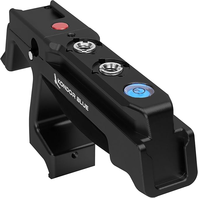 KONDOR BLUE | Talon XL Top Handle with Trigger REC for Cameras | NATO Rail, Arri mounts, Cold Shoes, Remote Start/Stop REC Button, Molded Rubber Grip, & Bubble Level | Black