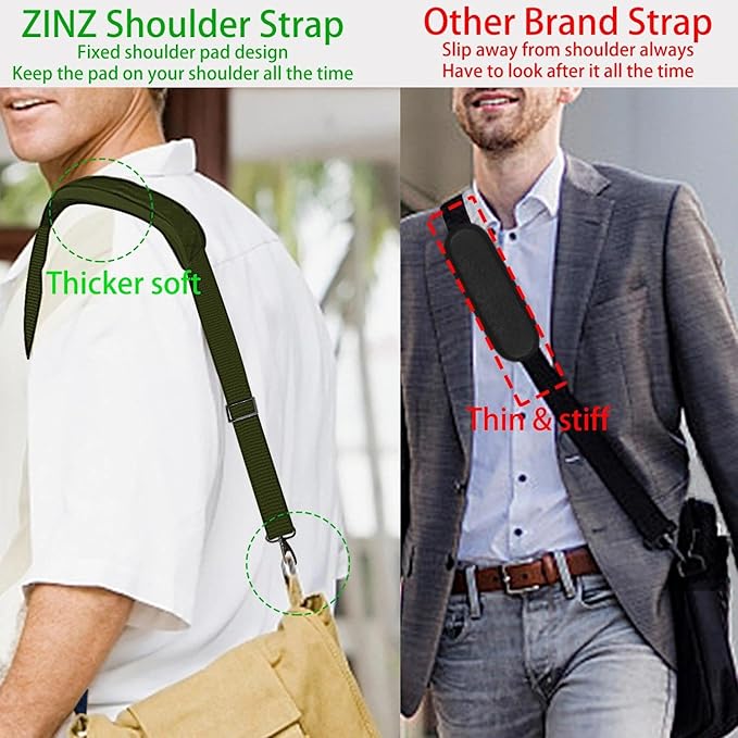 ZINZ Shoulder Strap 58" Ultra-Thick Fixed Padded and Adjustable Buckles Crossbody Strap for Briefcase Laptop Bag Luggage